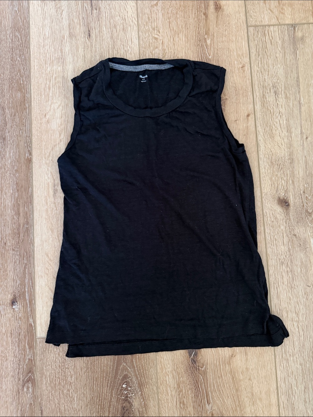 Madewell | Black Sleeveless Crewneck Tank | 💯 linen | size L